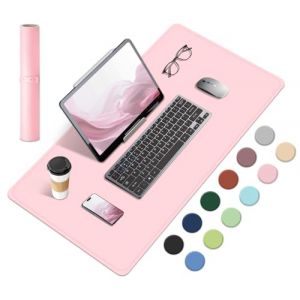 BLESWIN Tapis de Bureau Antidérapant, Tapis de Bureau en Liège Naturel et en Cuir, Tapis de Souris Large Portable Facile à Nettoyer, Tapis de Souris pour Bureau/Maison/Détecteur (Rose, 60x34CM) (YoursTrust-EU, neuf)
