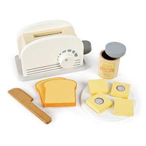 Leomark Grille-Pain en Bois - Pastel - Jeu d'Imitation, Jouets éducatifs avec Pain Et Beurre, du Miel, Accessoires Cuisine, 10 Pièces (Leomark, neuf)