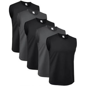 MEETYOO d&eacute;bardeurs Homme Lot de 5,sous-v&ecirc;tement Technique sans Manches,T-Shirt Respirant Gainant pour Running,Fitness et Salle de Sport (MEETYOO, neuf)
