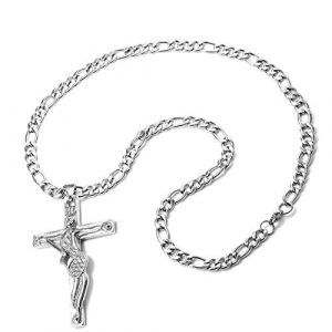 AFSTALR Johnny Hallyday - Pendentif Collier Chaîne Croix Johnny Guitare Rocker Métal Acier Inoxydable Argenté - Bijoux JH (AFSTALR, neuf)