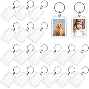 ZYNERY 20 Pcs Porte-Clés Photo, Personnalisé Porte-Clés Transparent en Acrylique pour Stocker des Photos, Key Chain double face pour Clés, Travaux Manuels, Cadeaux (SunFlower UK, neuf)