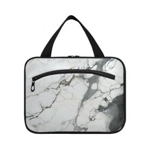 Linnyio Art De Marbre Abstrait Blanc Trousse de Toilette de Voyage Suspendue Maquillage,Grande Capacité Pliable Rangement Sacs de Lavage pour Femmes Filles (Linnyio, neuf)
