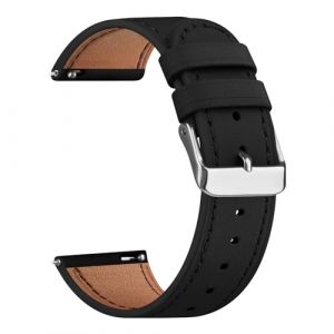Oumida Cuir Bracelet pour 22mm 20mm 18mm Femme Homme, Bracelet de remplacement en Cuir à Dégagement Rapide pour Montre Intelligente Samsung Galaxy/Huawei/Fossil (Noir, 20mm) (PanShiYunDong, neuf)