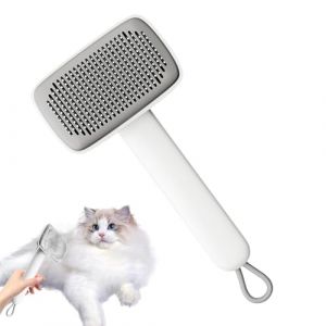 Cat Hair Brush, Lanyard Design Grooming Tool, Adjustable Massaging Pet Brush, Soft Bristle Comb Bunny, Puppy, Kitten for Home, Pets Care, 24.9x11 cm, Black White and Green (PinHMG, neuf)