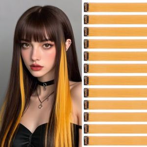 Jaune mangue Couleur Extension Cheveux 12 Pièces 55cm Rajout Cheveux à Clip Naturel Extensions à Clipser Chaleur Fête Accessoire Cheveux Fille Extensions Capillaires Mèches De Cheveux (henanluozhiruishangmaoyouxiangongsi, neuf)