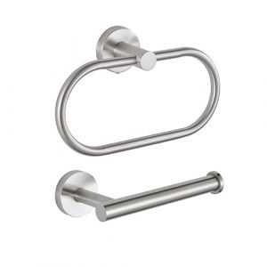 Anneau Porte-Papier/Serviette, Eolax Nickel Bross&eacute; Accessoires de Salle de Bains, Porte-Rouleau Perfor&eacute; et Porte-Serviette en Aen Acier Inoxydable, Fixation Murale, 2 Pi&egrave;ces (Eolax Direct, neuf)