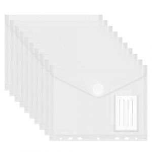 Pochettes Plastique A5 Transparentes 23x18cm, Lot de 10 Pochette Classeur A5 Imperm&eacute;able avec Fermeture &agrave; Pression et &Eacute;tiquette Id&eacute;al pour Bureau, &Eacute;cole et Voyage (7 Perfor&eacute;e) (Hioip-FR, neuf)