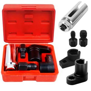 Lot de 5 douilles pour sonde lambda - 22 mm - Avec capteur d'oxygène - Clé à douille - Avec entraînement 3/8" et 1/2" - Pour démontage de sonde lambda, réparation automobile (TRUST AND BU, neuf)