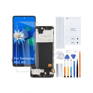 H&LYCYJ &Eacute;cran d'affichage pour Samsung Galaxy A51 4G TFT A515F A515F/DSN A515F/DS Kit de remplacement d'assemblage d'&eacute;cran LCD avec cadre (Sans traces de doigts) (ForceSquareLine, neuf)