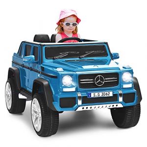 GOPLUS Voiture Electrique Enfants 2 Place 12V avec Télécommande 2,4G, Mercedes G650, 2 Vitesses et Démarrage Frein,Porte et Phare, Musique avec USB pour Enfants 30KG 3-10 Ans (Augenstern24, neuf)