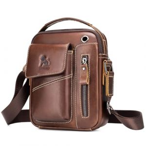 BAIGIO Sacoche Homme Cuir Sacoche Bandouliere Homme Vintage Cartable Sac de Messager Pochette Sac &agrave; Bandouli&egrave;re Sacs Port&eacute;s &Eacute;paule Sacs &agrave; Main pour Affaires Travail Voyage Vie Quotidienne (DGMCZ, neuf)