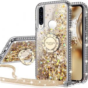Miss Arts Coque pour Huawei P30 Lite, Fille Silicone Paillette Bling Glitter de Luxe avec Support, Liquide Gel Housse Etui de Protection pour Huawei P30 Lite - Or (Miss Arts -FR, neuf)