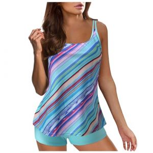 Tankini Femme Maillot De Bain Femme 2 Pièce 2024 Été À Volants Taille Hte Tankini Set Grande Taille Push Up Floral Maillot De Bain Deux Pièces Maillot De Bain Femme 1 Pieces (Light Blue-a, XXL) (Zedacos, neuf)