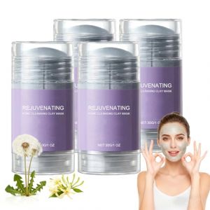 Pore Cleansing Mask Stick, Masque Argile Nettoyant Pores Stick, Sticks Anti-Points Noirs Soin Visage, Soin Hydratant Deep Cleaning, Masque Argile Contr&ocirc;le du S&eacute;bum pour Peaux &agrave; Pores Apparents (4pcs) (Raevior, neuf)