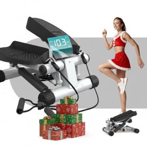 Niceday Mini Stepper avec bandes de résistance, Stepper monte-descente, machine d'escalier multifonction, moniteur LCD multifonction, jambes, bras et entraînement complet du corps (NICEDAY FITNESS, neuf)