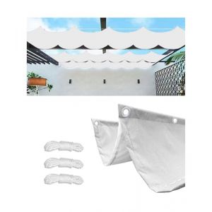 Toile D'ombrage Rétractable Vague Imperméable Rectangulaire 3.5x4.5M(LXL) Voile Ombrage Filet D'ombrage Bâche Ombrage Protection UV Solaire pour Jardins Balcons Terrasse Pergola Blanc (Woace®, neuf)