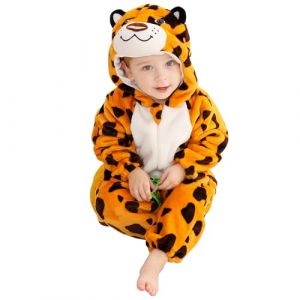 HAHASHOW B&eacute;B&eacute; d'hiver Grenouill&egrave;res Combinaison, Unisexe Animal Barboteuses Manteau &agrave; Capuche, Enfants Flanelle Pyjama Jumpsuit pour Gar&ccedil;on et Fille 30-36 Mois, Le l&eacute;opard (BabyHome Supply, neuf)