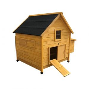 Animal Valley - Poulailler C&eacute;mani L - Bois et Shingle - L 125 x l 100 x H 113 cm - Taille L - Beige et Noir - pour 4 &agrave; 6 Poules (Chemin des Poulaillers, neuf)