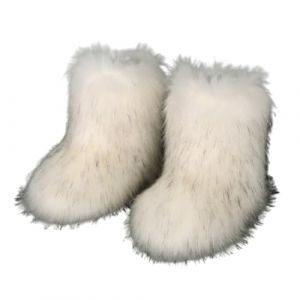 Bottes de neige pour femmes, bottes en fourrure, bottes d'hiver à talons hauts en fausse fourrure moelleuses (G,42) (All one's wishes come true, neuf)
