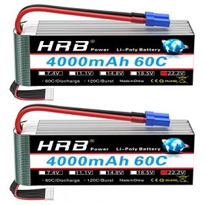 HRB 2 pcs 6S 22.2V 4000mAh 60C Lipo Batterie avec EC5 Plug pour RC Quadcopter Hélicoptère Voiture Camion Bateau Hobby (HRB POWER Official store, neuf)
