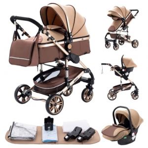 YAZOCO Poussette 3 en1 Compacte Poussette CombinéEs Anstout Terrain Luxe Haut Paysage Quadruple Pliable Canne Bébé Poussettes Confort Convient aux Nouveau Nés (YAZOCO BRAND STORE, neuf)