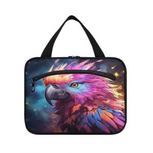 Linnyio Perroquet Violet Fantaisie Trousse de Toilette de Voyage Suspendue Maquillage,Grande Capacité Pliable Rangement Sacs de Lavage pour Femmes Filles (Linnyio, neuf)