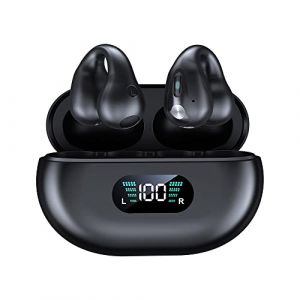 SLuB &Eacute;couteurs &agrave; Conduction A&eacute;rienne Sans Fil, Casque de Sport &agrave; Clip d'Oreille, Bluetooth 5.3, Microphone HD, Pour Course, Fitness, Ext&eacute;rieur (Noir) (SLUB fr, neuf)