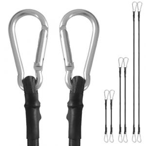 LangRay Tendeurs Elastique vec Crochets, Cordon Élastique avec Mousqueton, Sangle Sandow Elastique Tendeurs de Fixation pour Bâches Tente Bagages Voile d'ombrage Vélo, Noirs (6pcs 30 60 100cm) (LangTek, neuf)