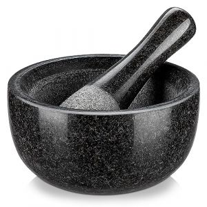 Velaze Mortier et Pilon Cuisine en Granit, pour Epices et Herbes, Diam&egrave;tre de 16cm, Emsemble de Mortier, Poli Pierre Naturelle (VELAZE-EU, neuf)