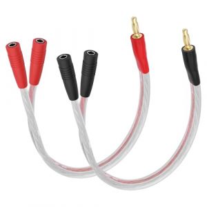 XMSJSIY 1 paire de fiches bananes m&acirc;le 4 mm vers double femelle r&eacute;partiteur 1 &agrave; 2 c&acirc;bles d'extension audio 14 AWG C&acirc;ble de haut-parleur HiFi avec fiche banane de 4 mm Plaqu&eacute; or (ShenZhen YingTuYou Jia Ju, neuf)