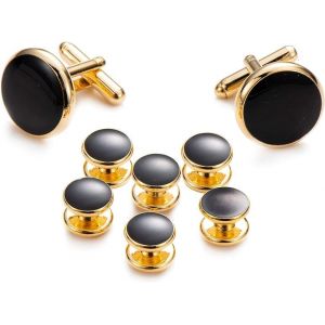 Ujoy Laiton Bouton Manchette Cad-Eaux De Mariage F&ecirc;te Des P&egrave;res, Boutons De Manchette &Eacute;l&eacute;gants En Cristal Noir Et Dor&eacute; Pour Hommes, Boutons De Manchette Pour Le P&egrave;re De La Mari&eacute;e (Nailove & UJOY, neuf)