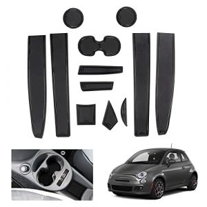 GAFAT 2016-2020 Fi&alpha;t 500/ Abarth 595 Tapis Antid&eacute;rapants, Tapis en Caoutchouc, Tapis de Console Centrale, Tapis de Couture de Porte, Compatible avec Fiat 500 Abarth 595 Accessoires (Noir) (GAFAT(EU), neuf)