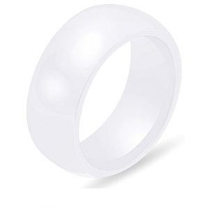 PAURO Bijoux Haute Brillant Classique Conception Engagement Mariage Band Bague Femme Céramique Blanc Taille 57 (BuyPAURO, neuf)