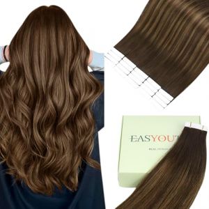 Easyouth Ombre Extension Cheveux Naturel Adhesif Invisible Adhesive Cheveux Extension Humain Remy Tape in Extension Cheveux Vrais 55cm Brun Fonc&eacute; Balayage Brun Clair Droit 50g 20Pcs #2/8/2 (Easyouth Hair, neuf)