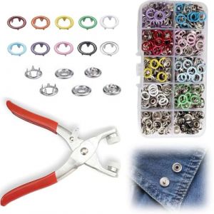 THQAE 100 Kit bouton pression Bouton Pression Metal Couture, 9.5mm Argent Kit Boutons Pression Antirouille, Pression &Agrave; Griffes en M&eacute;tal avec Pince Pression Couture, pour Artisanat, Habillement et Sacs (ProTechika O&Uuml;, neuf)