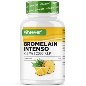Brom&eacute;la&iuml;ne Intenso - 750 mg (2000 F.I.P) - 120 g&eacute;lules gastro-r&eacute;sistantes - Extrait naturel d'ananas - Test&eacute; en laboratoire - Vegan - Hautement dos&eacute; (LifeBalance Trading Supplements, neuf)