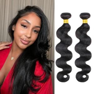 DaiMer Human Hair Bundles Body Wave Bundles Human Hair 22 24 Inch 12A Brazilian Hair Bundles Human Hair 100% Unprocessed Virgin 2 Bundles Human Hair Weave Bundles Human Hair Extensions Natural Color (deme hair, neuf)