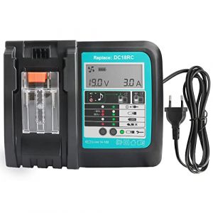 Powarobor DC18RC 14,4V~18V Chargeur Compatible avec Makita BL1830 BL1840 BL1850 BL1860 BL1415N BL1430 Batteries Li-ION DC18RA DC18RD avec écran LED (LUODANMEI, neuf)