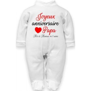 body et combinaisons nouveau né joyeux anniversaire maman et papa en pur coton - idée cadeau naissance - date d’anniversaire (combinaison bébé joyeux anniversaire papa, 06: 6-9 mois) (Corredino Neonato, neuf)