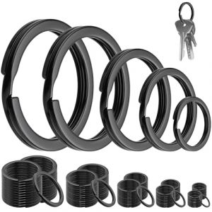 KGGZKG 120 Pcs Anneau Porte-Clés Anneaux 30mm 28mm 25mm 20mm 15mm Porte Clef Plats Ronds Brisés en Métal Noir pour Clé de Voiture Maison Bureau Arts Artisanat 5 Tailles (KeKeTrading, neuf)