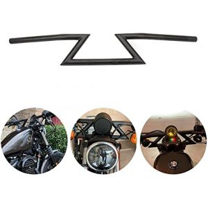 Guidon 25mm Guidon de moto en forme de Z Guidon Custom Moto Universel Pour Sportster Cruiser XL 883 1200 Custom Chopper Softail Dyna Street Bob - Noir (Jinyao, neuf)