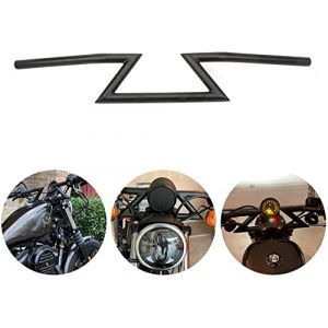 Guidon 25mm Guidon de moto en forme de Z Guidon Custom Moto Universel Pour Sportster Cruiser XL 883 1200 Custom Chopper Softail Dyna Street Bob - Noir (Jinyao, neuf)