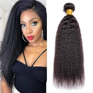 Tissage Cheveux Humain Yaki Tissage bresilien human hair Tissage Naturel Cheveux Humain kinky straight Hair Bundles for women Couleur Noire Naturelle 1 paquet 100g 24 Pouce (fulgent sun hair store, neuf)