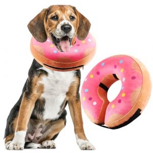 Collier Collerette Gonflable pour Chien Shyllin, Collerette Chien Gonflable avec Velcro Réglable, Collerette Chat, adapté à La Récupération Postopératoire, Anti-Morsure et Anti-Léchage (Rose, L) (XFJIN243, neuf)