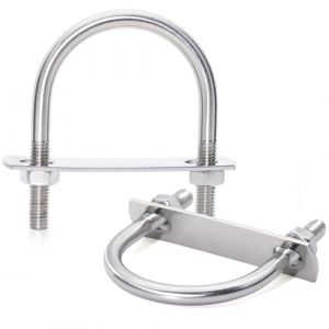 FamlTol M8 Boulons en U 33mm Innenbreite, Bride de Fixation, Ronds U Bolts avec Écrou Plaques Rondelle, Convient pour la fixation de tuyaux │ M8*33mm x 60mm │ 2 Ensembles (YunYaMaoYi, neuf)