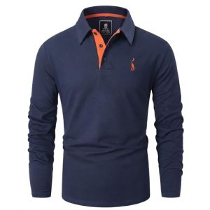 GLESTORE Polo Homme Manches Longues Polos Golf T-Shirt Broderie Girafe Casual Coton Shirt Bleu Marine 3XL (HIGH FRUIT LIMITED, neuf)