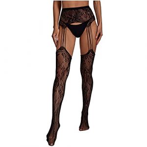 LKRSEEF Autofixant Guepiere Femme Ouvert Vintage Ensemble Dentelle Sexy &Eacute;rotique Bas Grande Taille Collant Autofixant Collant R&eacute;sille Transparente Femme Combinaison Nylon Livraison 24h (LKRSEEF FASHION, neuf)