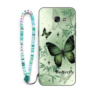 Sinyunron Coque Compatible avec Samsung Galaxy A5 2017 Coque 2-en-1 Antichoc Anti-Rayures,Souple TPU Silicone Housse avec Motif Aesthetic+1&times;Bracelet de Style Boh&egrave;me,Papillon-01 (Jamitai, neuf)