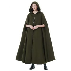 BEAUTELICATE Cape &agrave; Capuche Longue de Femme Mariage Mari&eacute;e Manteau Poncho Courte Laine Chaude de Hiver Costume de No&euml;l Halloween Medievale (Taille Unique, Vert Vintage - Cheville Longueur 127cm) (BEAUTELICATE-FR, neuf)