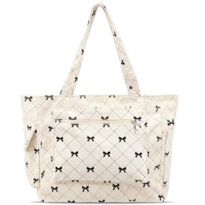 FloralGrace Cabas en Corde pour Femmes Grand Sac Noir avec Nœud Sac à Épaule avec Poches et Fermeture Éclair Sac à Main pour Travail Voyage (YichangQinyongDianzishangwu, neuf)